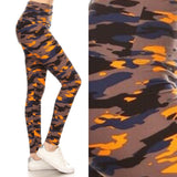 5" yoga waist band orange camo leggings