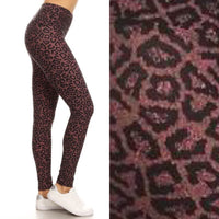 5" yoga waist band Bronze Leopard leggings