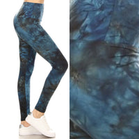 5" yoga waist band blueberry tie dye leggings