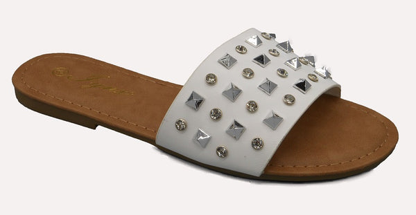 APPLE studded sandals white